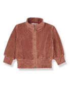 Sweat Zippé Col Roulé en Velours Ganna terracotta