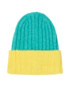 Bonnet Bicolor Pony logo bleu turquoise/jaune