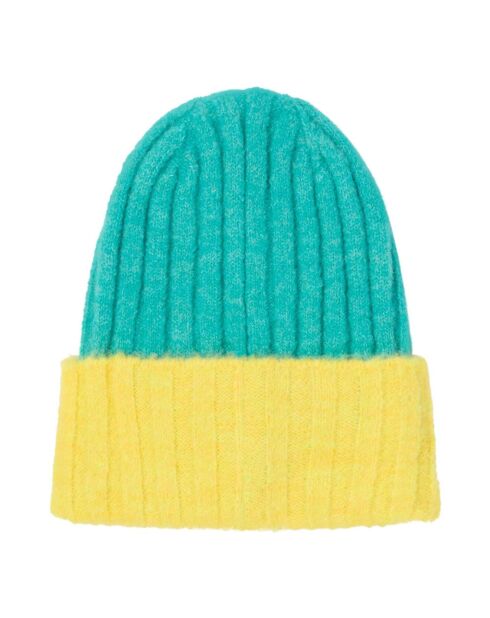 Bonnet Bicolor Pony logo bleu turquoise/jaune