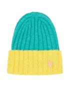 Bonnet Bicolor Pony logo bleu turquoise/jaune