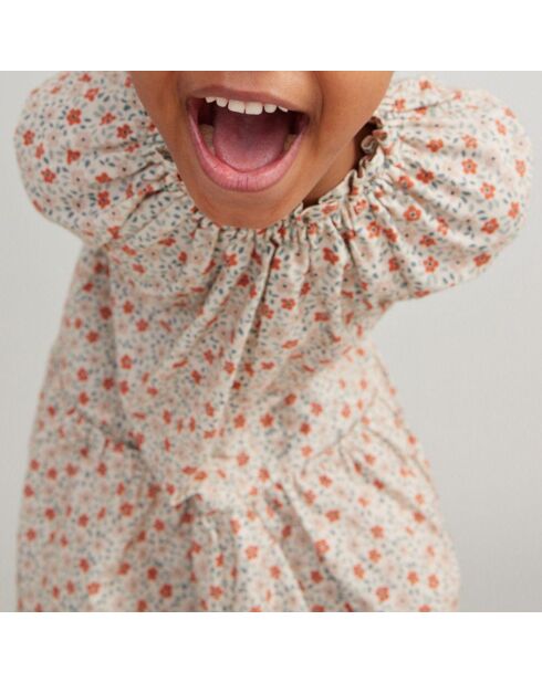 Robe Coton Bio Fleurie Edith écrue