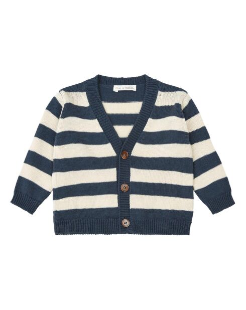 Cardigan Rayé écru/marine