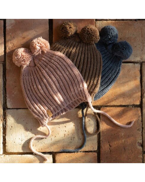 Bonnet en Laine mélangée à Pompon Ciro camel