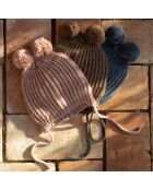 Bonnet en Laine mélangée à Pompon Ciro rose