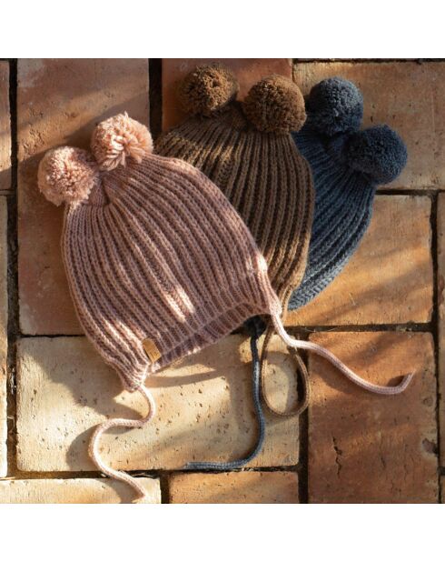 Bonnet en Laine mélangée à Pompon Ciro rose