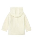 Manteau à Capuche en Laine mélangée Façon Fourrure écru