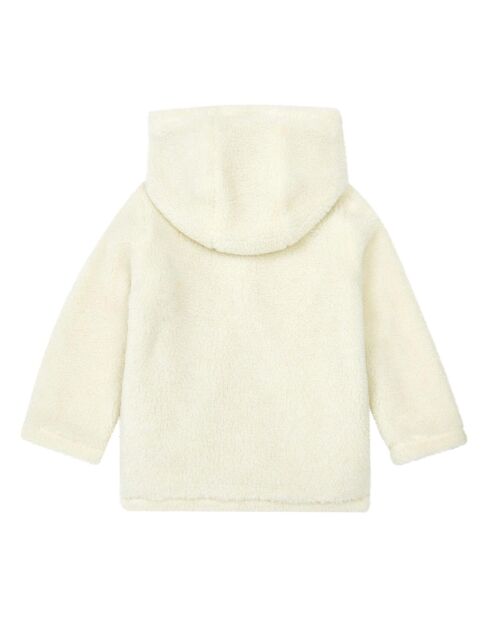 Manteau à Capuche en Laine mélangée Façon Fourrure écru