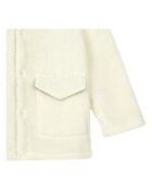 Manteau à Capuche en Laine mélangée Façon Fourrure écru