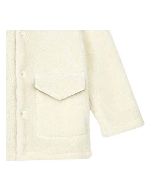 Manteau à Capuche en Laine mélangée Façon Fourrure écru