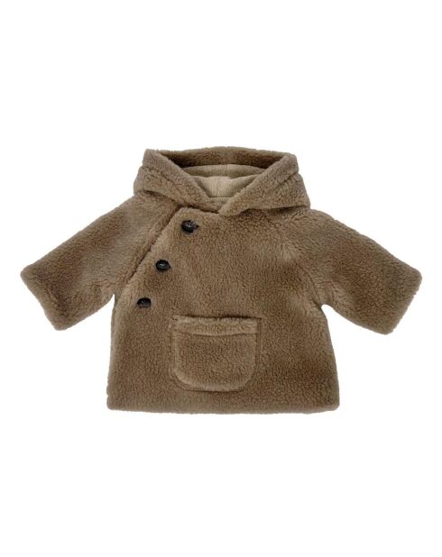 Manteau en Laine mélangée Façon Fourrure Bébé taupe