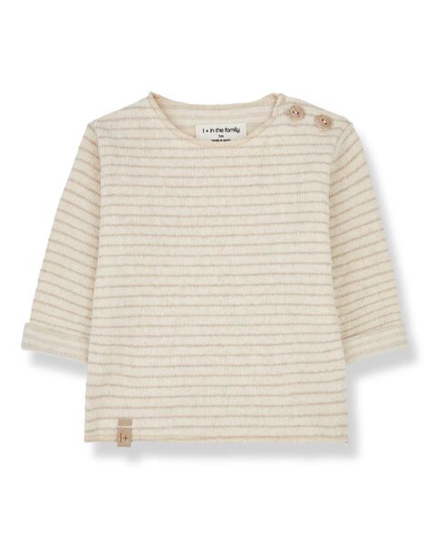 Aubin ecrufarbenes gestreiftes T-Shirt aus recyceltem Material
