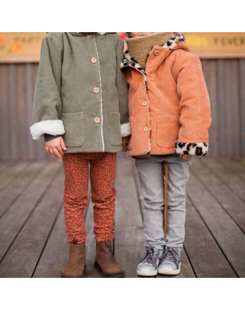 Manteau Velours Côtelé Fourré Andréa camel