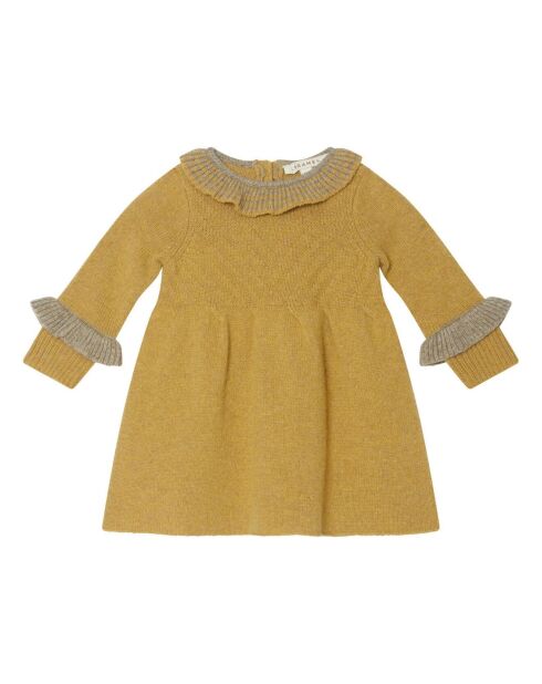Abito in misto lana merino color ocra ambrato