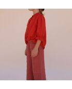 Pantalon 100% Lin Ample vieux rose