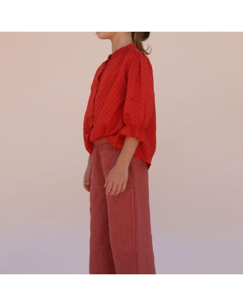 Pantalon 100% Lin Ample vieux rose