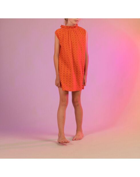 Robe Brodée Coton Bio orange