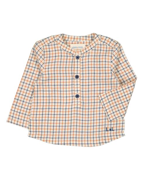 Kurta a quadretti con nonno ecru