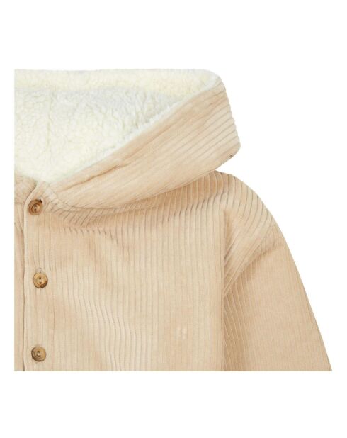 Manteau en Velours Côtelé Fourré beige