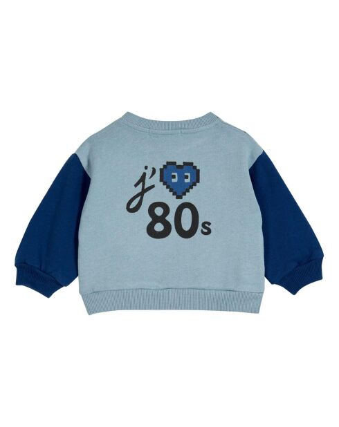 Blaues zweifarbiges Sweatshirt aus Bio-Baumwolle