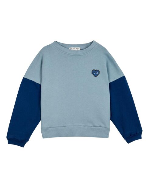 Blaues zweifarbiges Sweatshirt aus Bio-Baumwolle