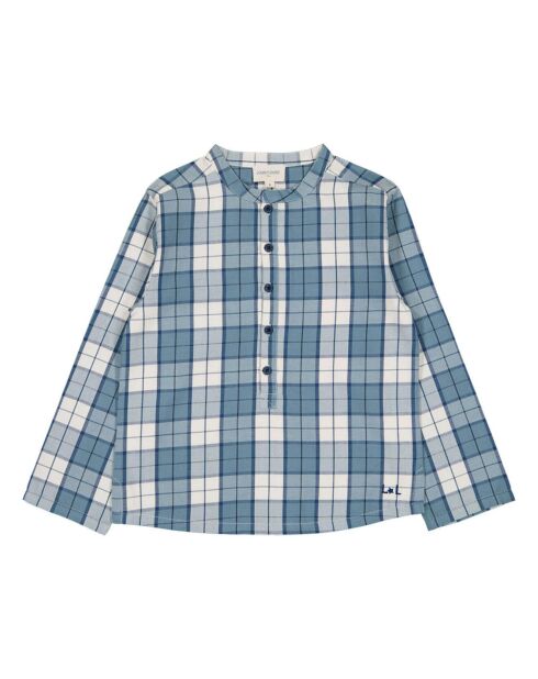 Kurta à Carreaux Tartan Grand-Père écru/bleu