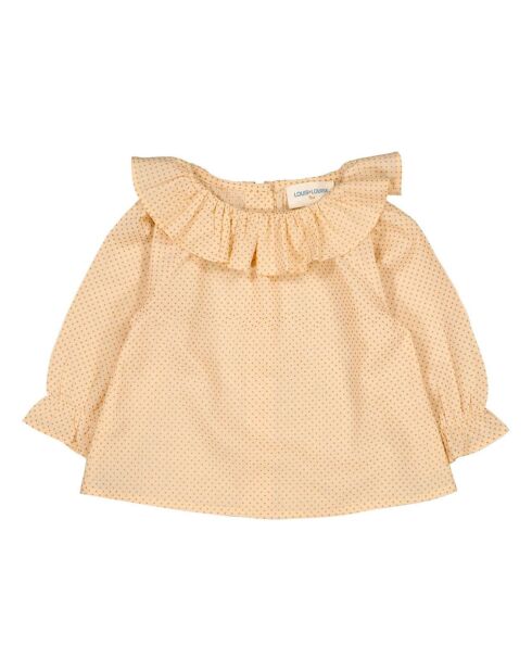 Ecrufarbene Tupfenbluse Lilie