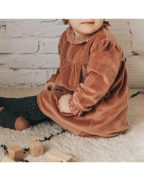 Robe Velours Coton Bio vieux rose