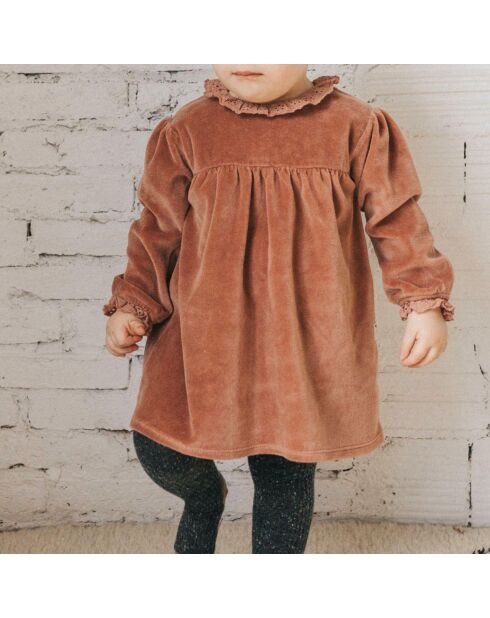 Robe Velours Coton Bio vieux rose