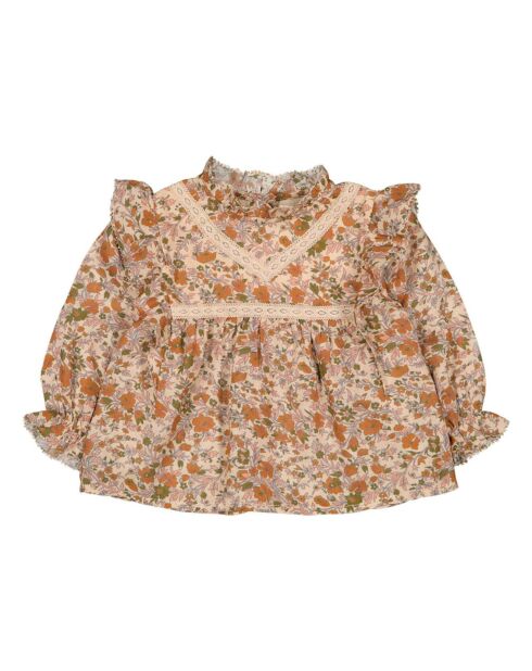 Blusa écru a fiori color mandorla