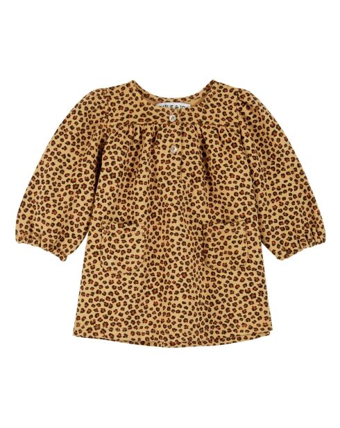 Abito in velluto leopardato color cammello
