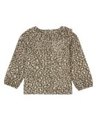 Blouse Col Volant Léopard marron