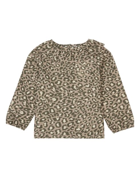 Blouse Col Volant Léopard marron