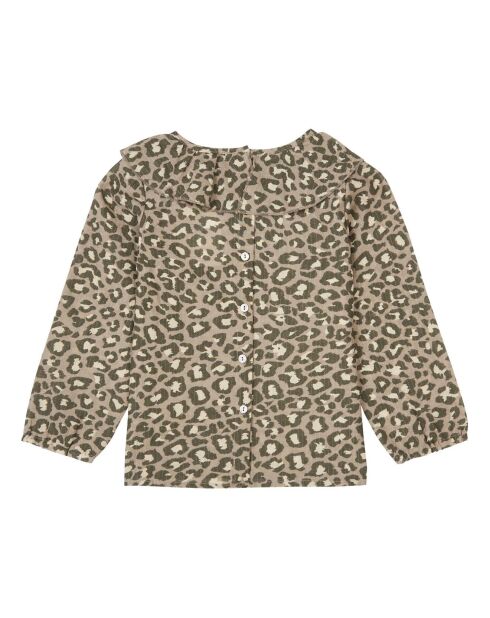 Blouse Col Volant Léopard marron