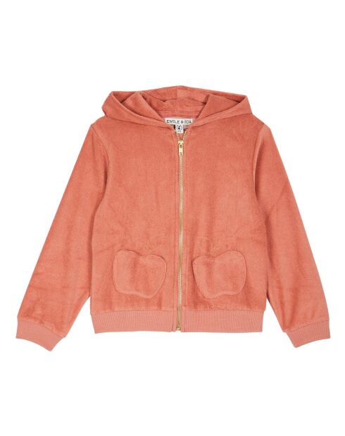 Sweat Zippé à capuche Eponge terracotta