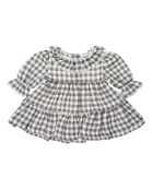 Robe en Coton Bio Vichy gris anthracite/blanc