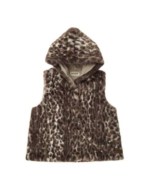 Veste sans manche façon Fourrure Léopard beige/marron