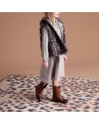 Veste sans manche façon Fourrure Léopard beige/marron