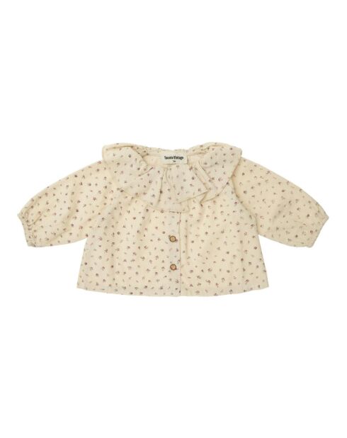 Blouse Baby Velours Milleraies Fleurs écrue