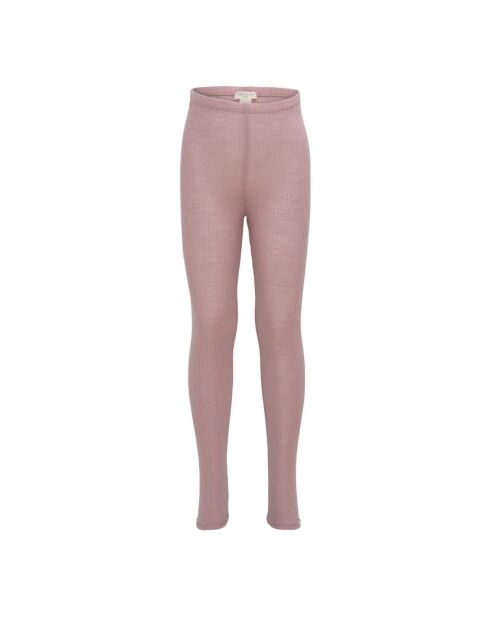 Legging 100% Laine Mérinos côtelé Arona rose pâle