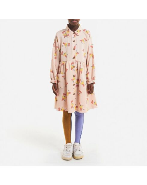 Robe Lyocell Coqs rose pâle