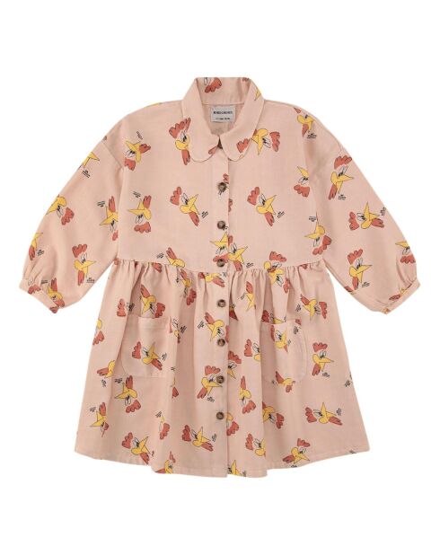 Robe Lyocell Coqs rose pâle