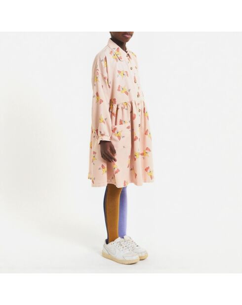 Robe Lyocell Coqs rose pâle