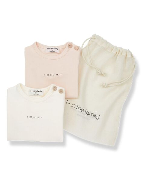 2 Bodies en Coton Bio Lys rose poudré