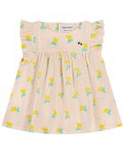 Robe en Lin mélangée Coton et Fleurie rose pâle