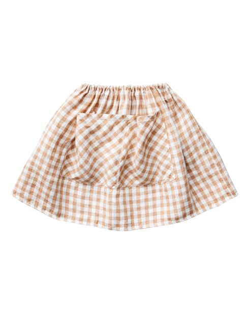 Jupe 100% Lin Vichy Emelia rose pêche