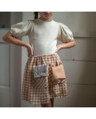 Jupe 100% Lin Vichy Emelia rose pêche