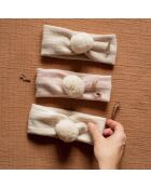 Bandeau rayé Elle rose pâle