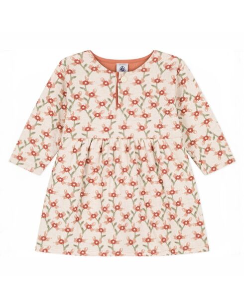 Robe en Tubique Matelassé Imprimé rose pâle