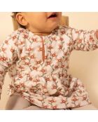 Robe en Tubique Matelassé Imprimé rose pâle