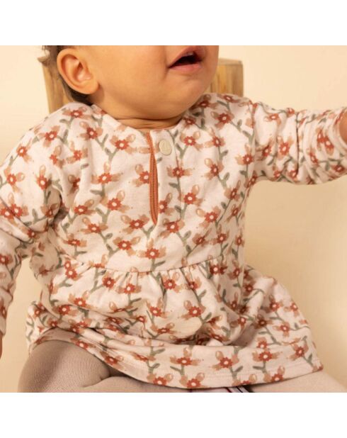 Robe en Tubique Matelassé Imprimé rose pâle